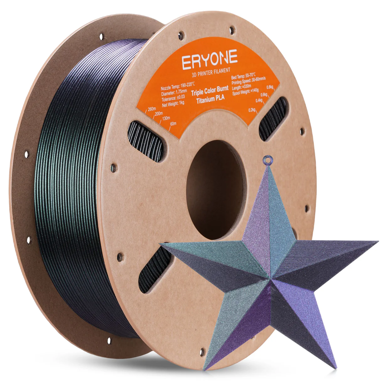 Eryone PLA Burnt titanium Black, Green, Rose Red B0291005