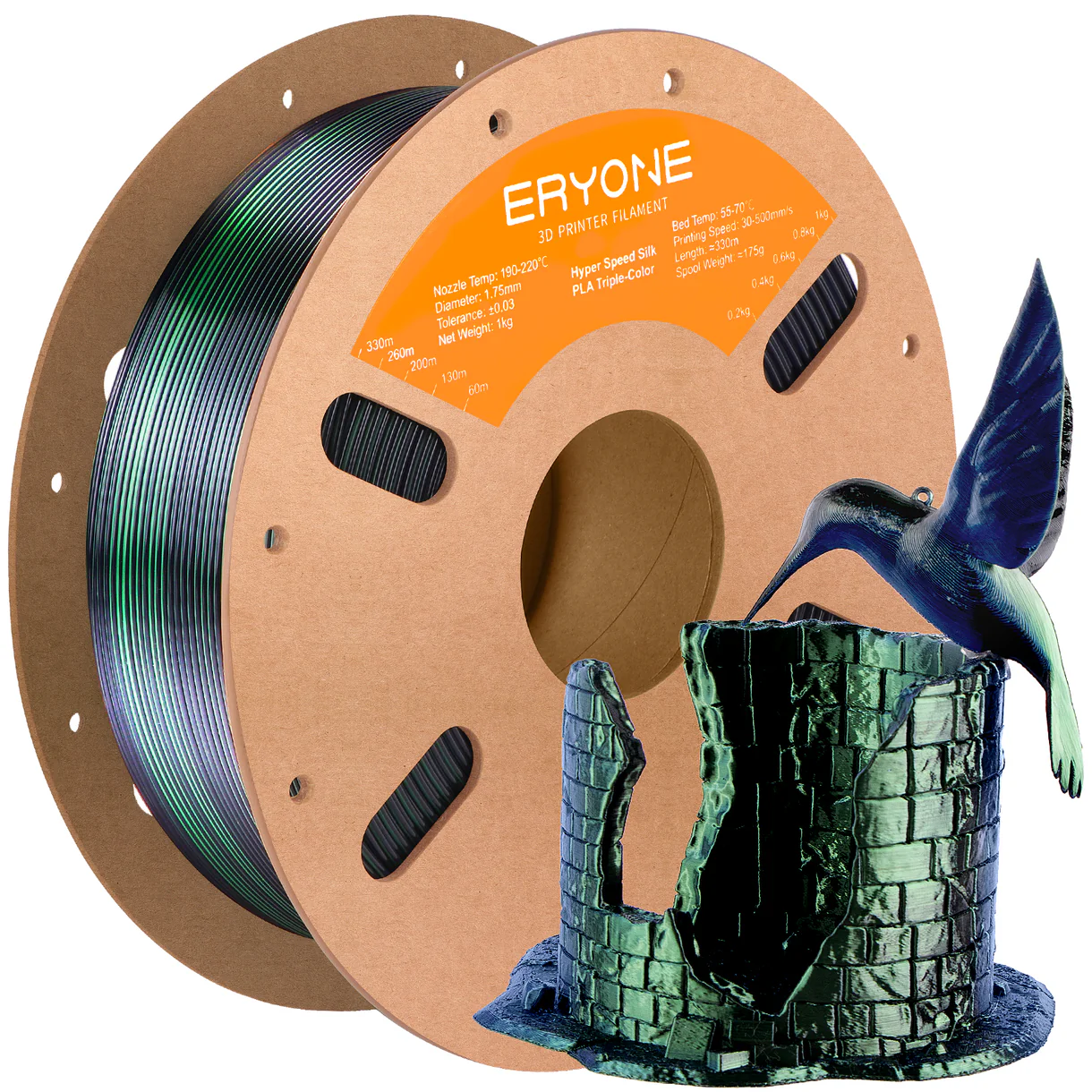 Eryone PLA Silk HS Emerald Green, Midnight Blue, Black G0108005