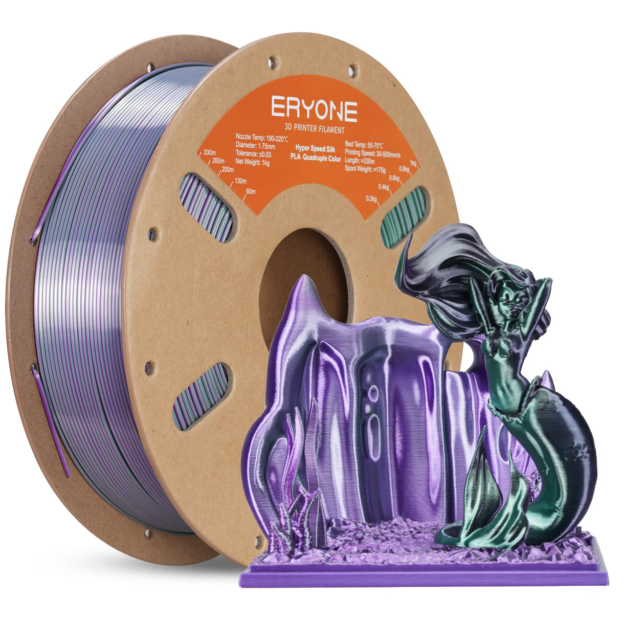 Eryone PLA Silk Purple, Silver, Black, Dark Green G0111007